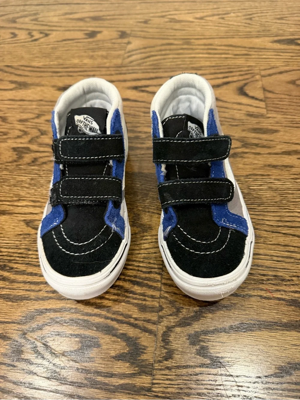 Vans Kids Black and Blue Velcro Skate Sneakers